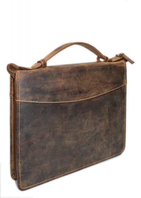 Vintage-Leder A4-Schreibmappe mit Ringmechanik, braun